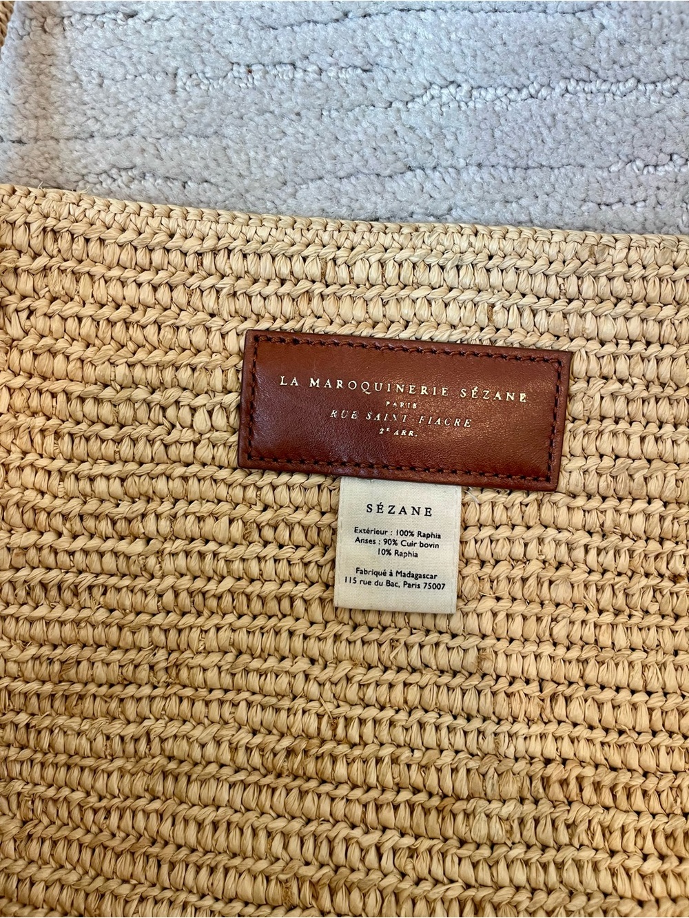 Sezane Paloma Woven Tote with Brown Leather Straps - Picture 3 of 8